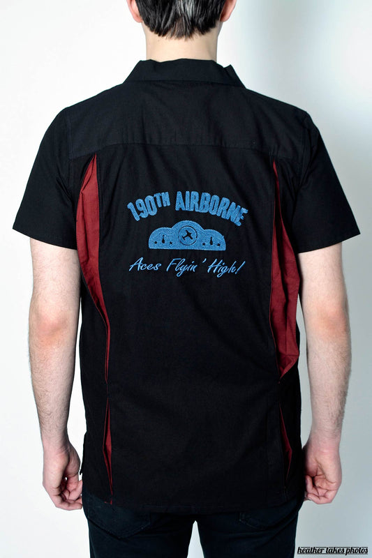 Airborne Side Stripe Men's Bowling Shirt
