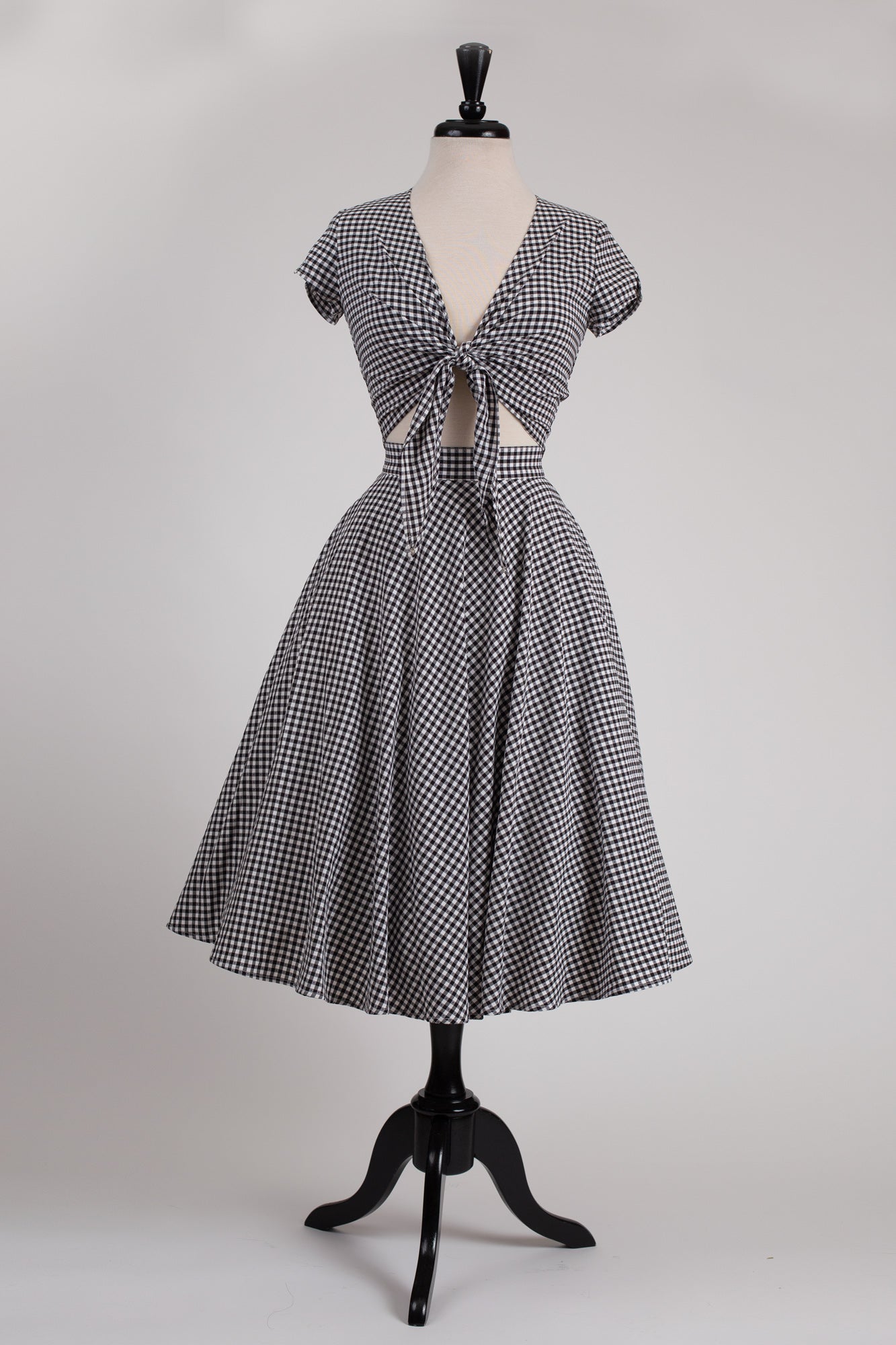 Ava Tie-Top in Black & White Gingham
