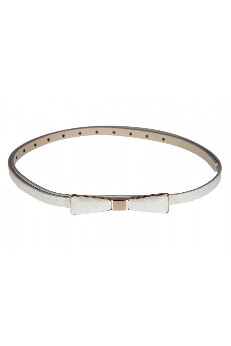 Metal Bow Belt in White
