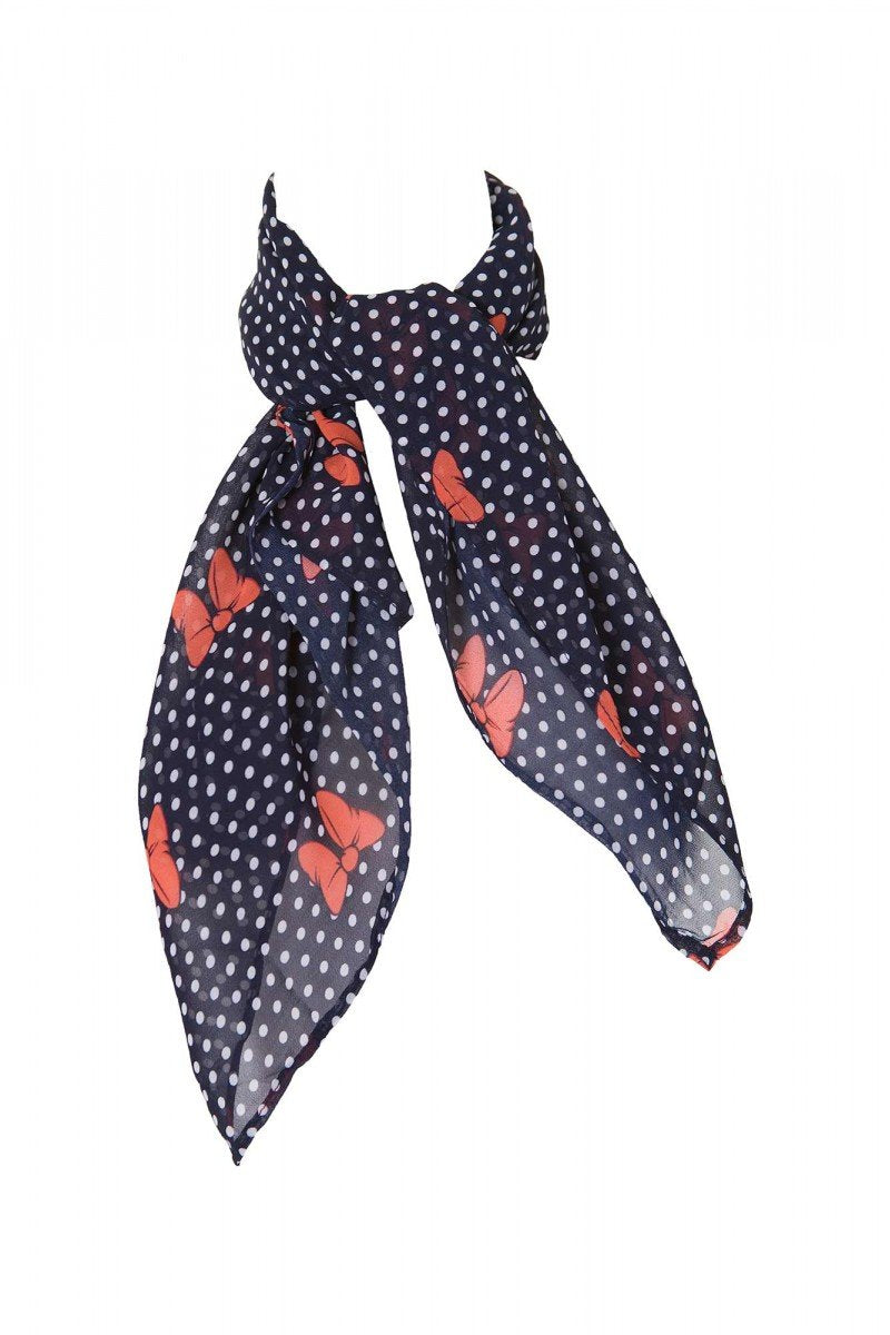 Scarf Black with Bows and Polka Dots