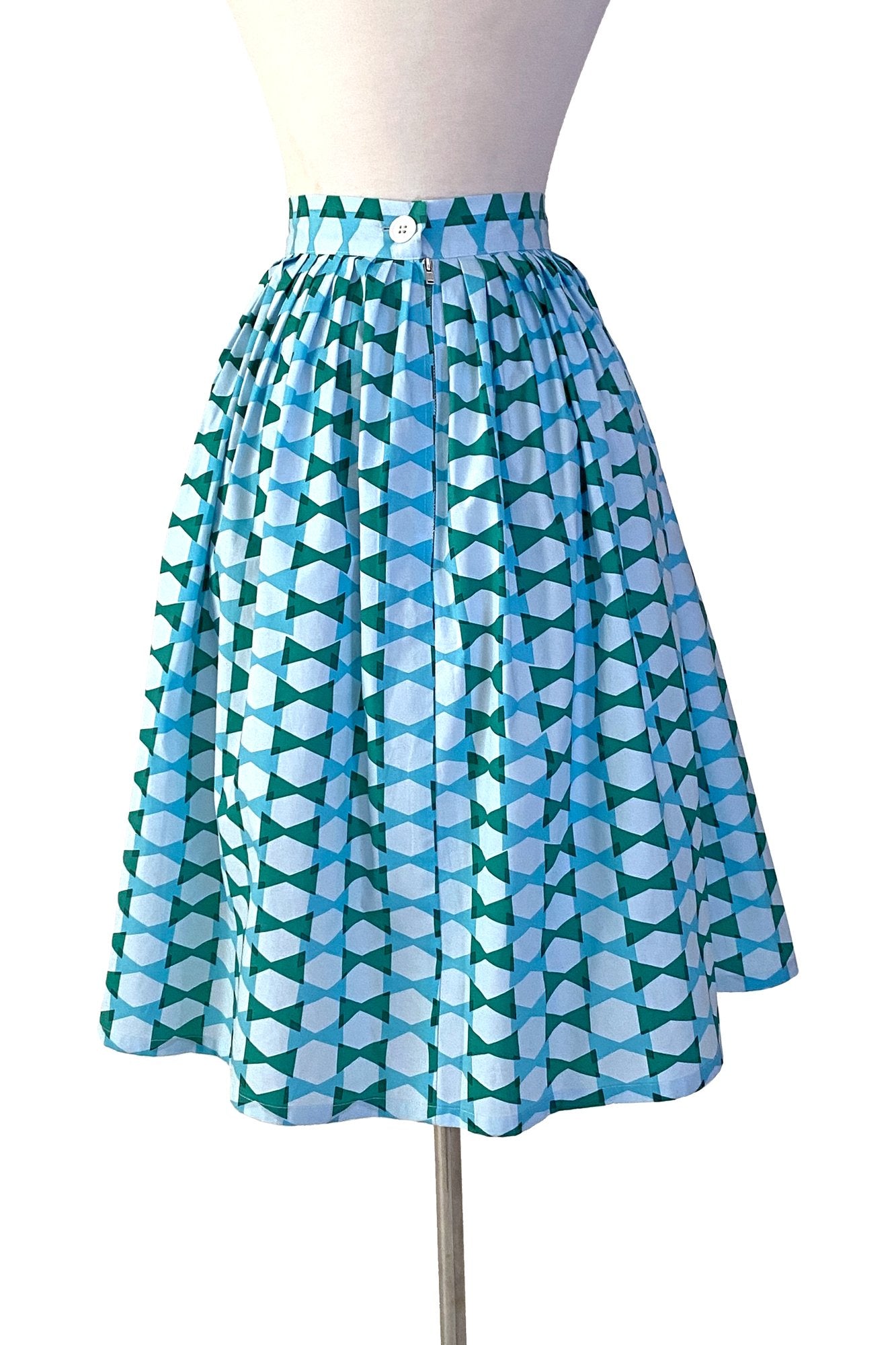 Gloria Skirt in Blue Lagoon Bow Ties Print