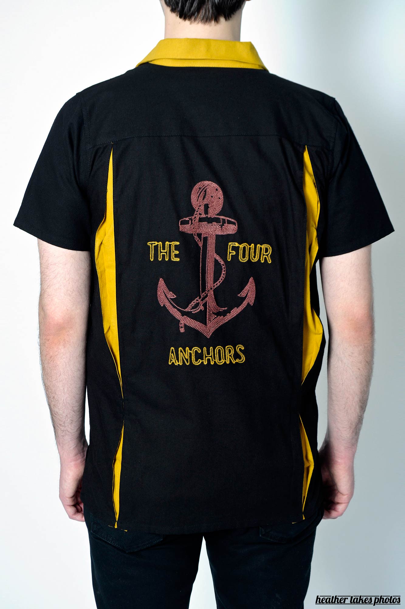 Four Anchors Center Stripe Men's Bowling Shirt