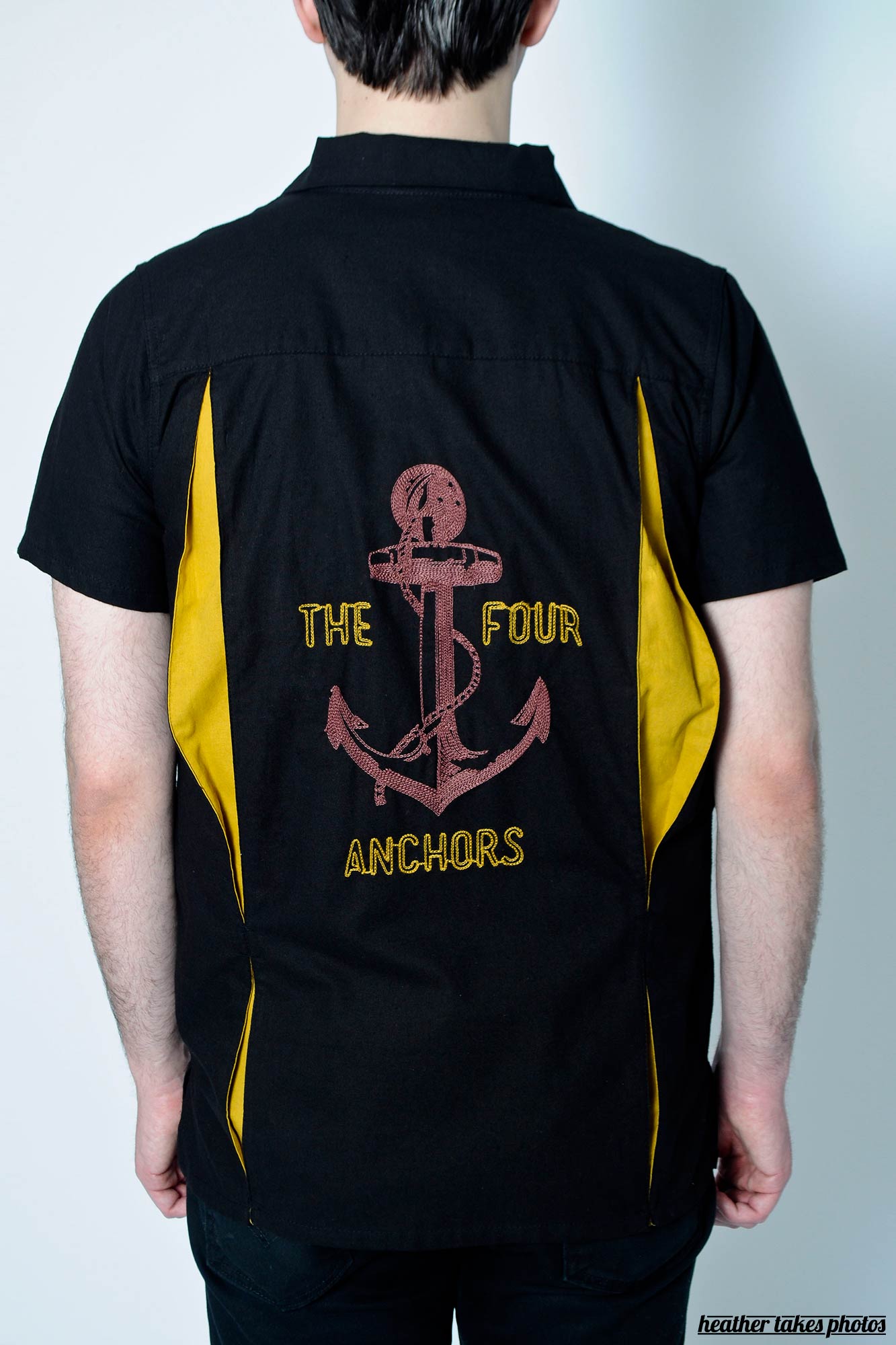 Four Anchors Side Stripe Men's Bowling Shirt