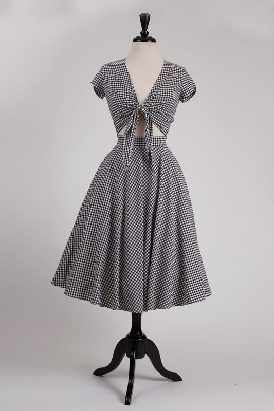 Ava Tie-Top in Black & White Gingham