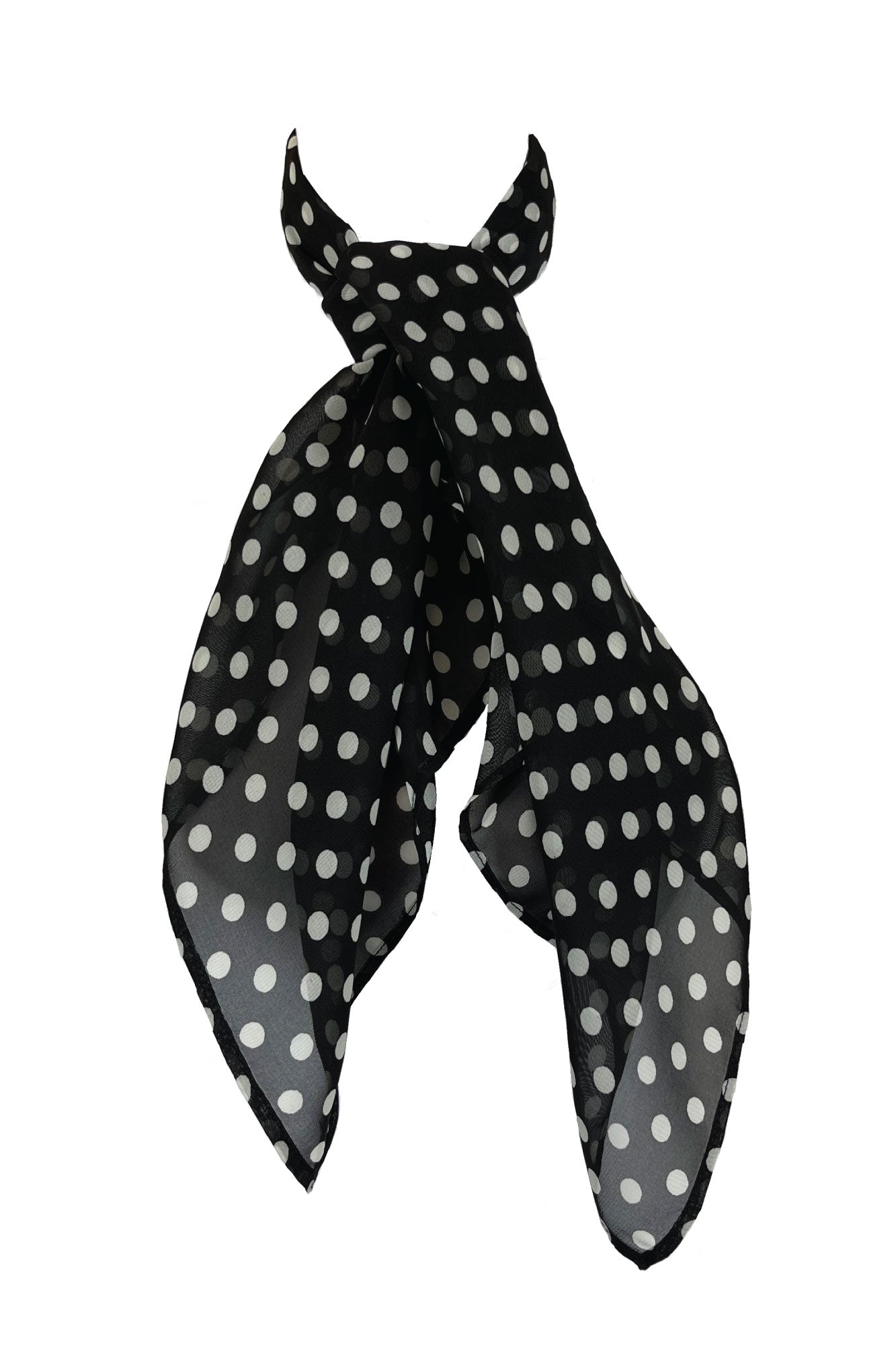 Scarf in Black with White Polka Dots