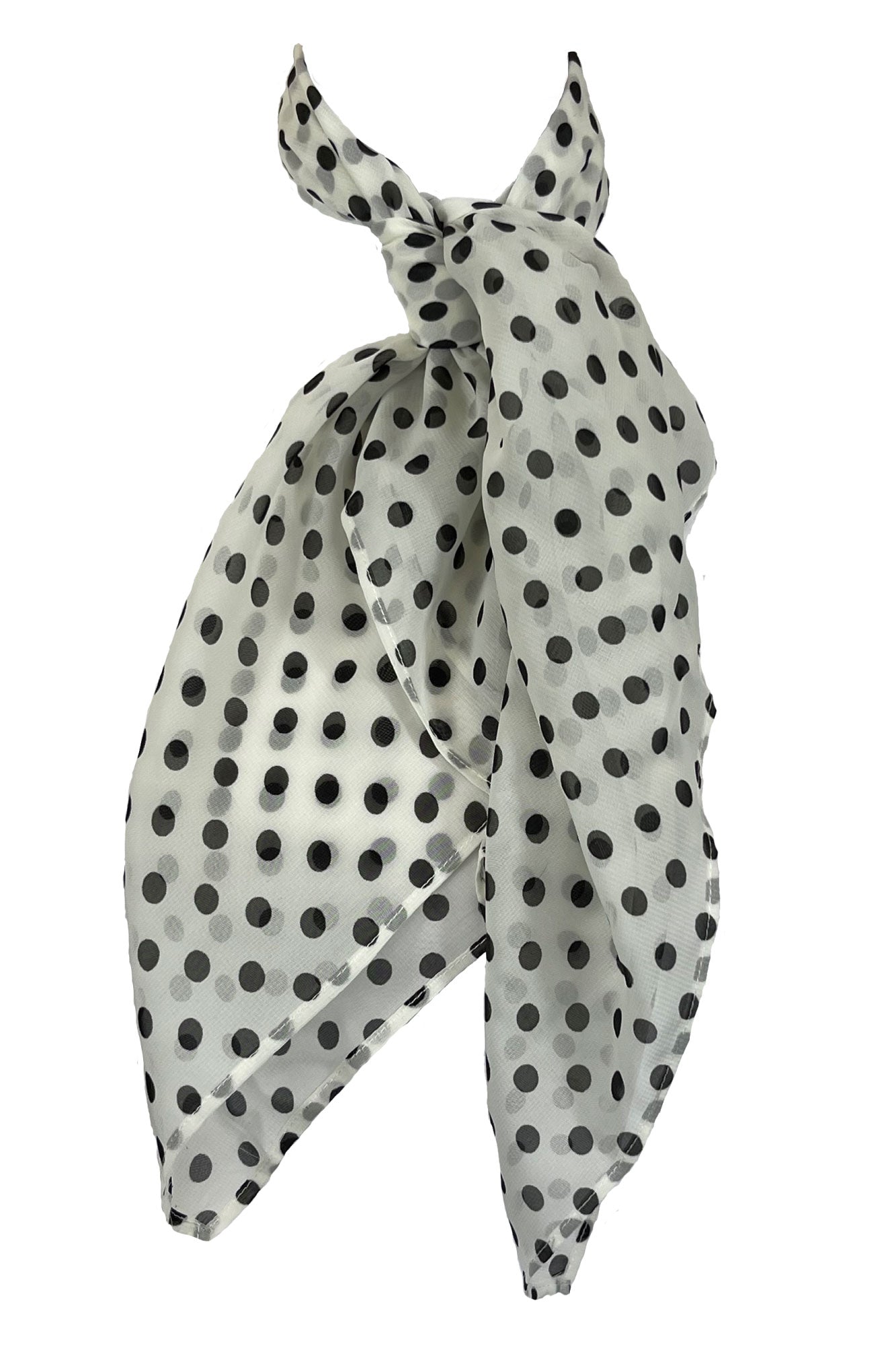 Scarf White With Black Polka Dots