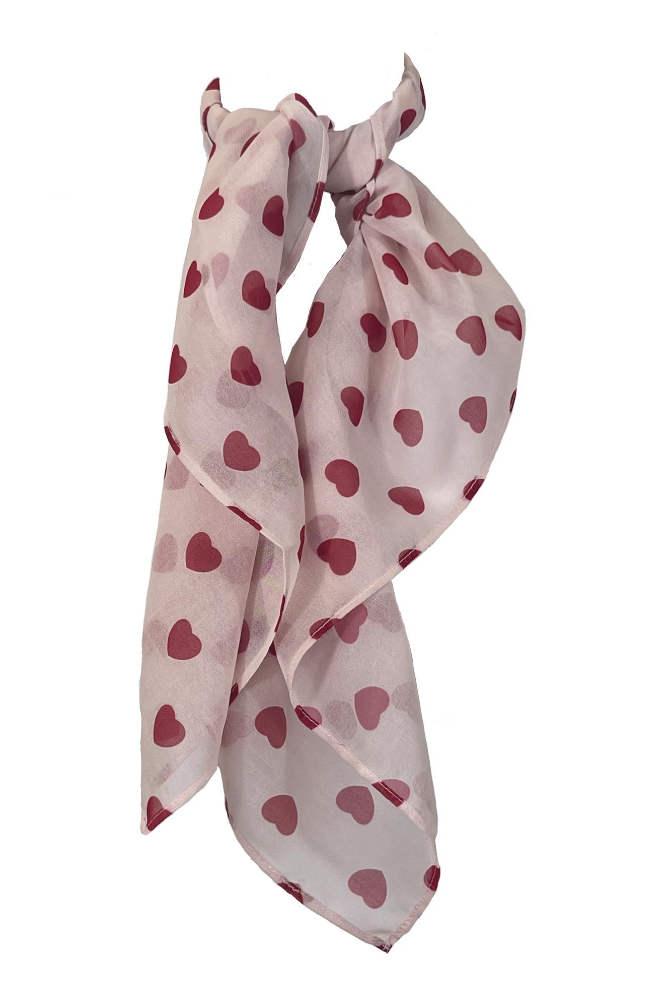 Scarf in White with Red Hearts