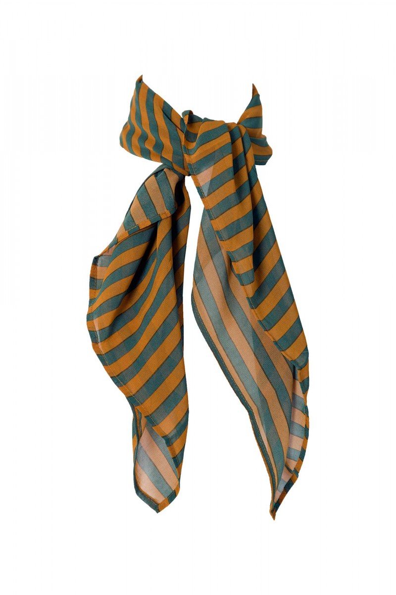 Scarf with Green and Yellow Stripes